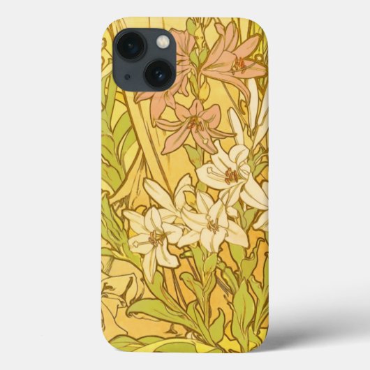 Alphonse Mucha Lelietjes Bloempatroon: Art Nouveau Case-Mate iPhone Case (Achterkant)