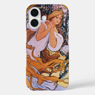 Alphonse Mucha Lente Seizoen, Vintage Art Nouveau iPhone 16 Hoesje