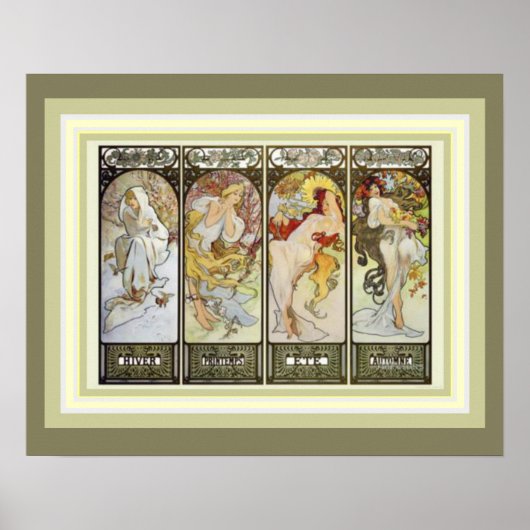 Alphonse Mucha Les Saisons Poster 16 x 20 (Voorkant)