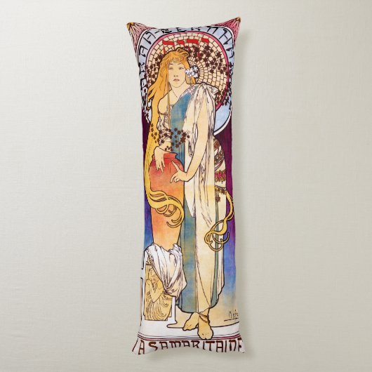 Alphonse Mucha Lichaamskussen (Achterkant (Verticaal))