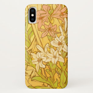 Alphonse Mucha Lily Bloemen Patroon: Art Nouveau Case-Mate iPhone Case