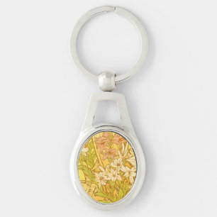 Alphonse Mucha Lily Bloemen Patroon: Art Nouveau Sleutelhanger