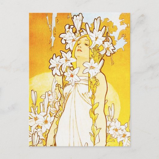 Alphonse Mucha Lily Briefkaart (Voorkant)