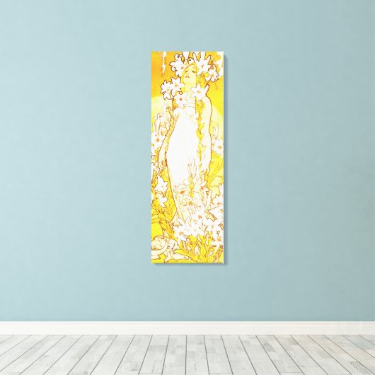 Alphonse Mucha Lily Canvas Poster (Insitu (Houten vloer))