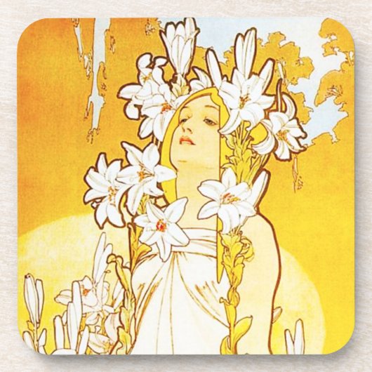 Alphonse Mucha Lily Onderzetters (Voorkant)