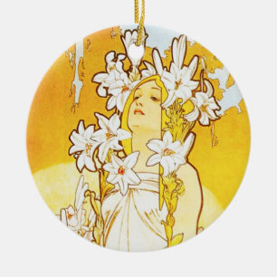 Alphonse Mucha Lily Ornament