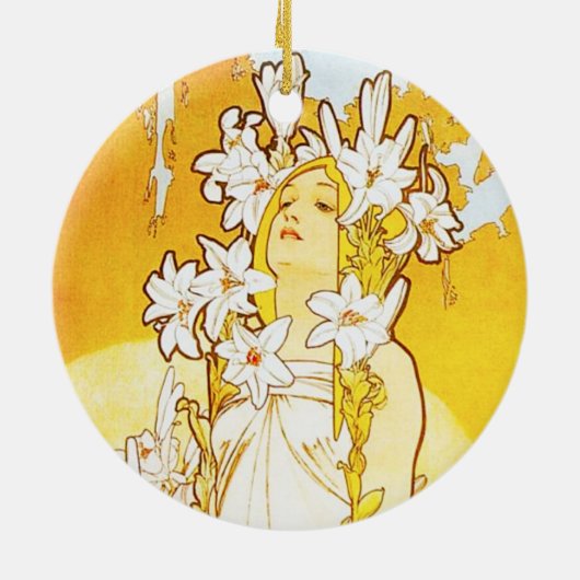 Alphonse Mucha Lily Ornament (Achterkant)