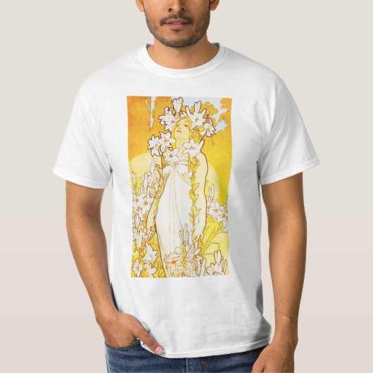 Alphonse Mucha Lily T-shirt (Voorkant)