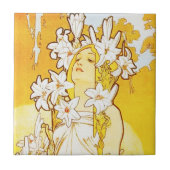 Alphonse Mucha Lily Tile Tegeltje (Voorkant)