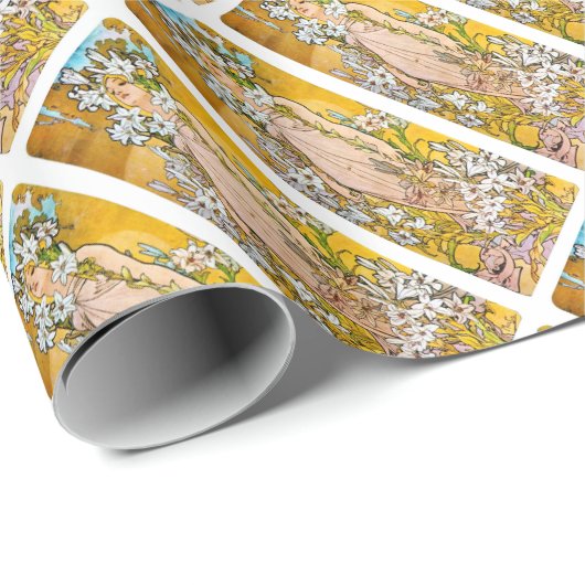 Alphonse Mucha - Lily - White Border Cadeaupapier (Rol Hoek)
