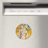 Alphonse Mucha - Lily - White Border Magneet (Insitu (Vaatwasser))