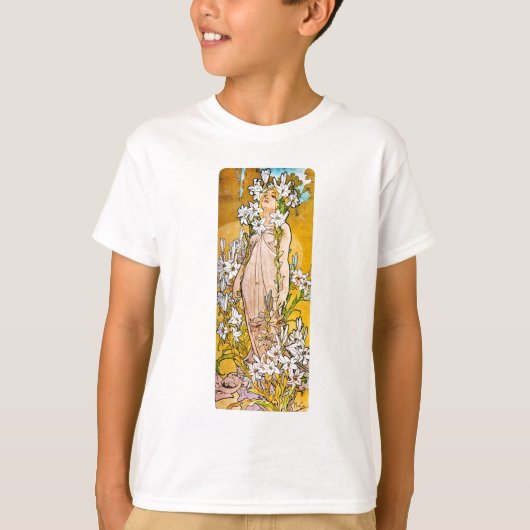 Alphonse Mucha - Lily - White Border T-shirt (Voorkant)