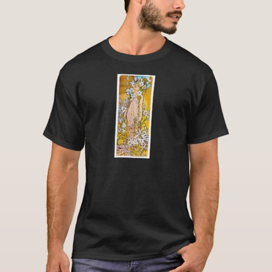 Alphonse Mucha - Lily - White Border T-shirt (Voorkant)