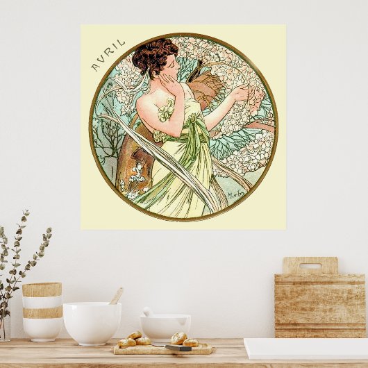 Alphonse Mucha maand april Poster (Keuken)