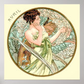 Alphonse Mucha maand april Poster (Voorkant)