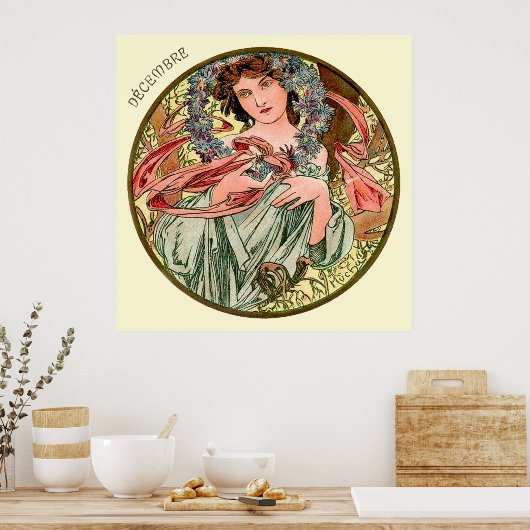 Alphonse Mucha maand december Poster (Keuken)