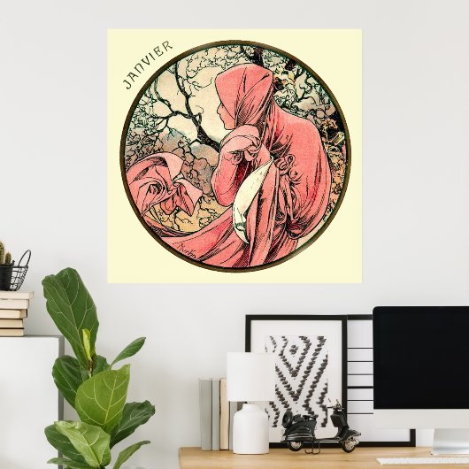 Alphonse Mucha maand januari Poster (Thuiskantoor)