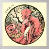 Alphonse Mucha maand januari Poster (Voorkant)