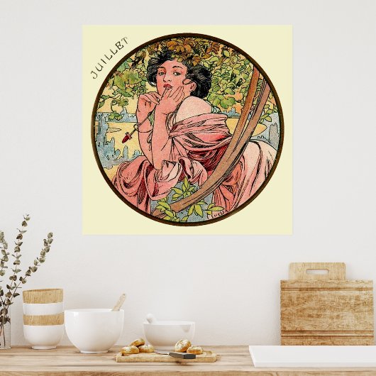 Alphonse Mucha maand juli Poster (Keuken)