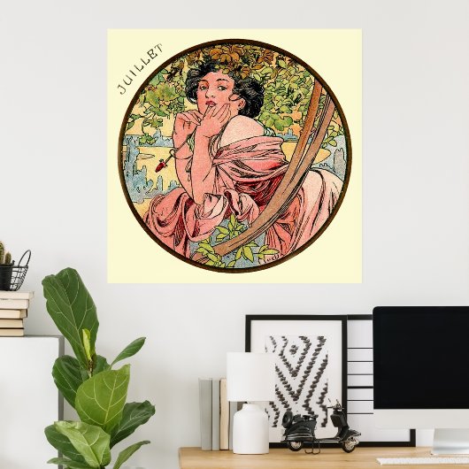 Alphonse Mucha maand juli Poster (Thuiskantoor)