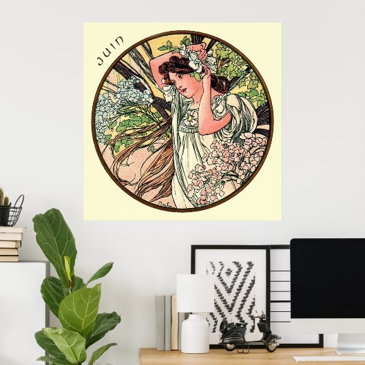 Alphonse Mucha maand juni Poster (Thuiskantoor)
