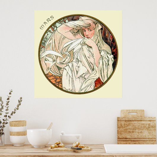 Alphonse Mucha maand maart Poster (Keuken)