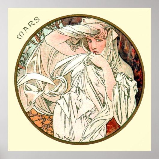 Alphonse Mucha maand maart Poster (Voorkant)
