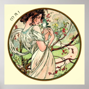 Alphonse Mucha maand mei Poster