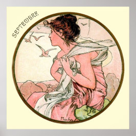 Alphonse Mucha maand september Poster