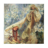Alphonse Mucha Madonna van de Lilies Tile Tegeltje (Voorkant)