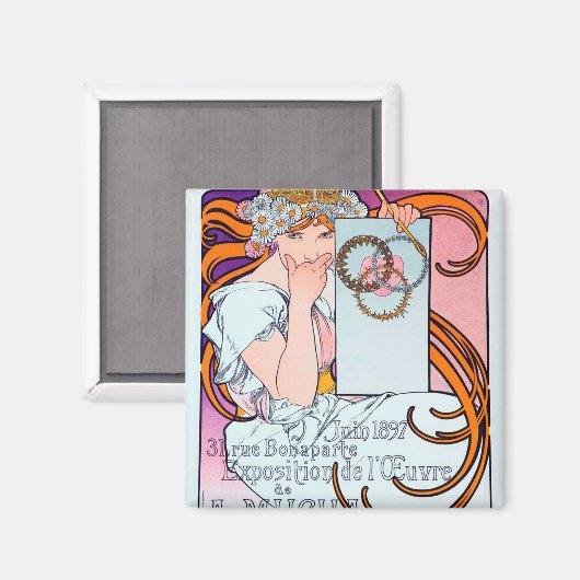 Alphonse Mucha Magneet (Voorkant / Achterkant)