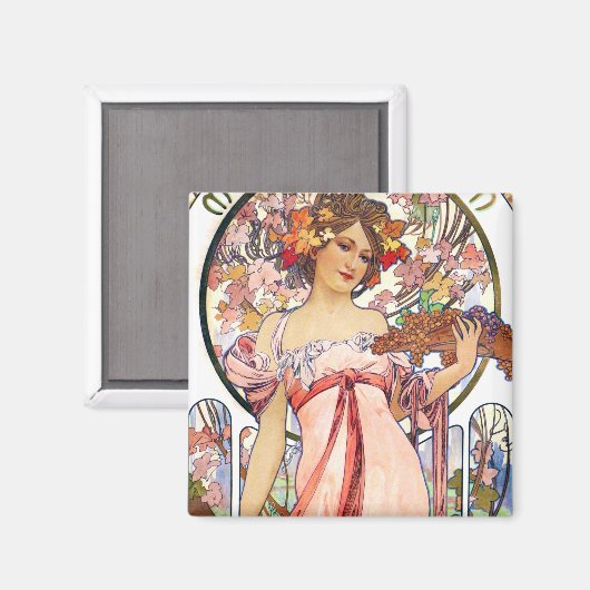 Alphonse Mucha Magneet (Voorkant / Achterkant)