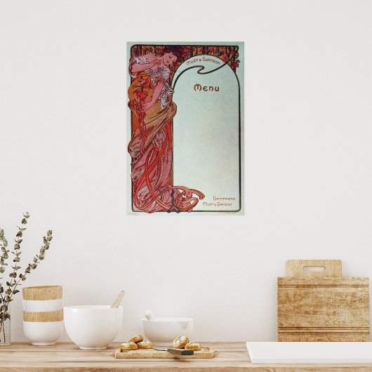 Alphonse Mucha Menu Poster (Keuken)