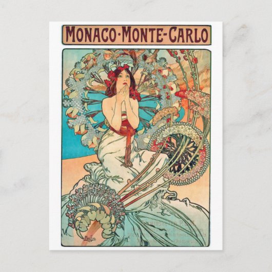 Alphonse Mucha Monaco, Monte-Carlo, 1897 Briefkaart (Voorkant)