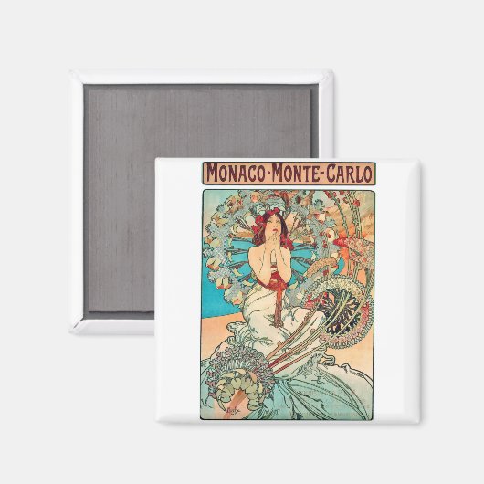 Alphonse Mucha Monaco, Monte-Carlo, 1897 Magneet (Voorkant / Achterkant)