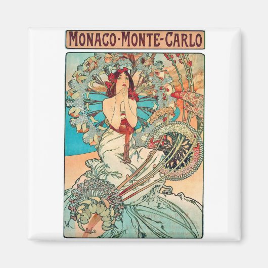 Alphonse Mucha Monaco, Monte-Carlo, 1897 Magneet (Voorkant)