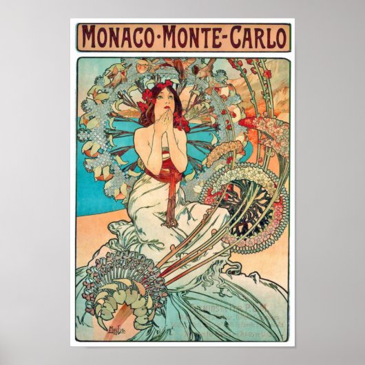Alphonse Mucha Monaco, Monte-Carlo, 1897 Poster (Voorkant)