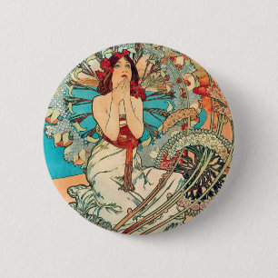 Alphonse Mucha Monaco, Monte-Carlo, 1897 Ronde Button 5,7 Cm