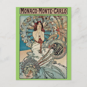 Alphonse Mucha ~ Monaco Monte Carlo Art Nouveau Briefkaart