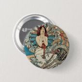 Alphonse Mucha ~ Monaco Monte Carlo Art Nouveau Ronde Button 5,7 Cm (Voorkant /achterkant)