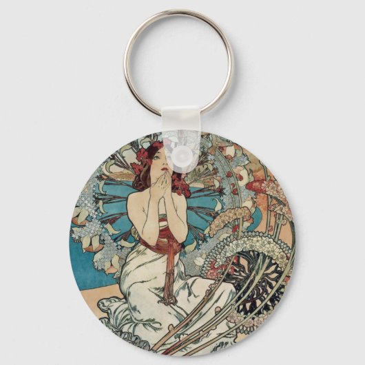 Alphonse Mucha ~ Monaco Monte Carlo Art Nouveau Sleutelhanger (Voorkant)