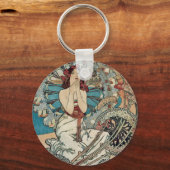 Alphonse Mucha ~ Monaco Monte Carlo Art Nouveau Sleutelhanger (Voorkant)