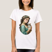 Alphonse mucha, mooi meisje met poes, t-shirt (Voorkant)