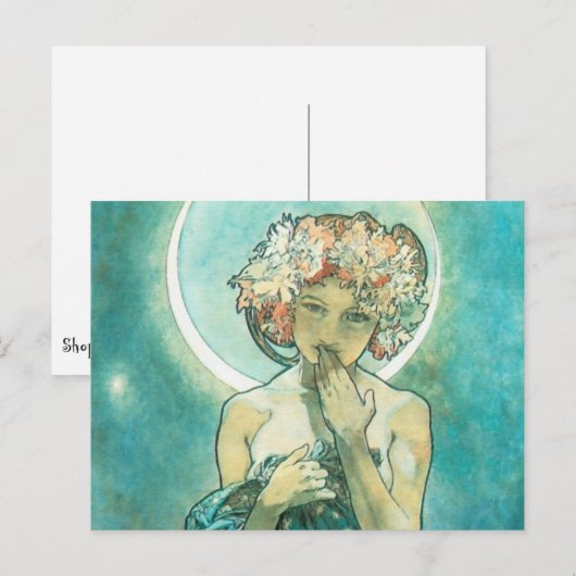 Alphonse Mucha Moonlight Clair de Lune Art Nouveau Briefkaart (Voorkant / Achterkant)