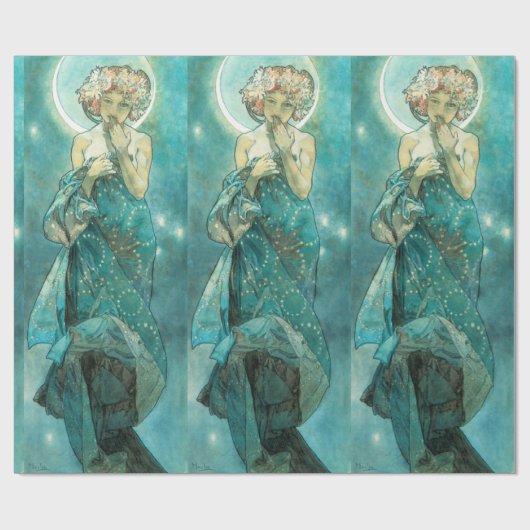 Alphonse Mucha Moonlight Clair de Lune Art Nouveau Cadeaupapier (Vlak)