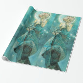 Alphonse Mucha Moonlight Clair de Lune Art Nouveau Cadeaupapier (Uitgerold)