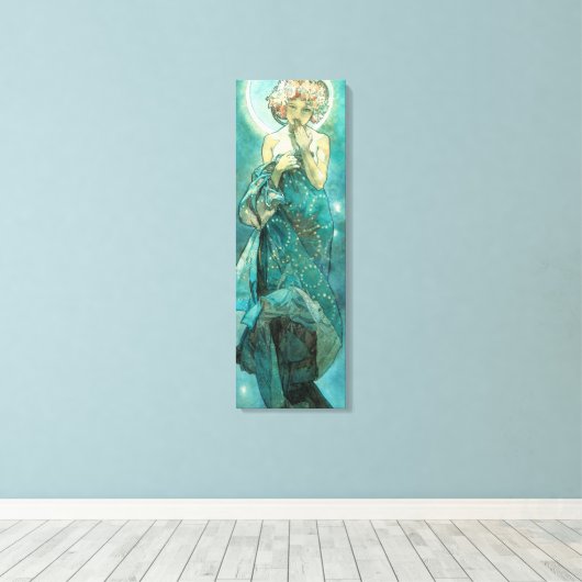 Alphonse Mucha Moonlight Clair de Lune Art Nouveau Canvas Afdruk (Insitu (Houten vloer))