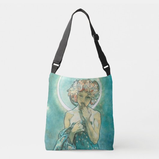 Alphonse Mucha Moonlight Clair de Lune Art Nouveau Crossbody Tas (Voorkant)