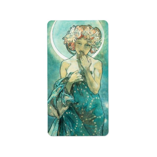 Alphonse Mucha Moonlight Clair de Lune Art Nouveau Etiket (Voorkant)