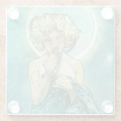 Alphonse Mucha Moonlight Clair de Lune Art Nouveau Glazen Onderzetter (Achterkant)